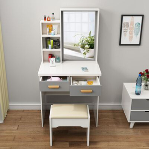 Tocador Pequeño Apartamento Simple Moderno Espejo Giratorio Tocador con Cajón Gabinete de Almacenamiento Tocador - Product Image 2