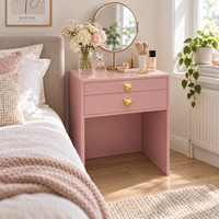 Table de Maquillage Moderne en Acier avec 2 Tiroirs, Coiffeuse Compacte pour Chambre à Coucher, Meuble de Rangement OEM – Vente en Gros