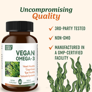 ผู้ผลิตอาหารเสริมวีแกนโอเมก้า 3 น้ำมันสาหร่ายจากพืช ดีเอชเอ อีพีเอ บำรุงสมอง วีแกนโอเมก้า 3 ซอฟต์เจล - Product Image 4