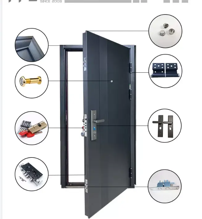 Puertas de aleación de zinc de estilo moderno a la moda para puerta de seguridad del hogar puerta pivotante de entrada de seguridad con cerradura multipunto con cerradura inteligente