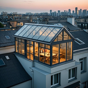 Pergola Moderna Personalizzata in Lega di Alluminio con Vetro Temperato Doppio Triangolare, Leggera e Impermeabile per Esterni - Product Image 1