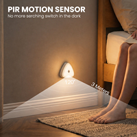 Mini lampe LED adhésive pour placard avec détecteur de mouvement, veilleuse à piles à luminosité réglable, rechargeable pour cuisine