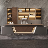 Bureau de direction Shengli, style moderne minimaliste, luxe léger, bois de qualité E0, avec câblage dissimulé, bureau de patron - 010