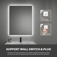 Miroir de salle de bain moderne anti-buée intelligent personnalisé 3 couleurs d'éclairage avec écran tactile rétroéclairé avec éclairage LED
