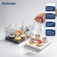 Boîtes d'emballage personnalisées, portables, pliables, écologiques, en PET recyclé de qualité alimentaire, transparentes, pour desserts et sandwichs, avec gaufrage