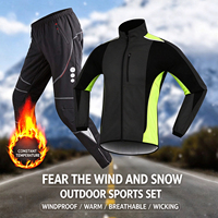 Combinaison de cyclisme sportive d'hiver pour hommes, pantalon de vélo épais pour l'extérieur, pantalon long thermique, veste réfléchissante