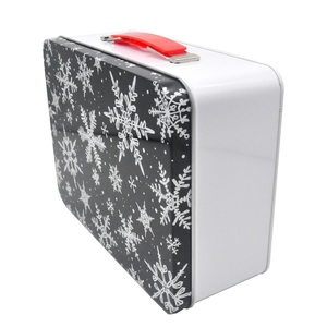 Venda quente Grande Vintage <span class=keywords><strong>Kids</strong></span> Tin Lunch Box Custom Vazio Retangular Metal com Alça para Cookies e Doces Atacado - Product Image 6