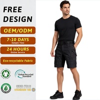 Shorts cargo utilitaires noirs pour hommes, multi-poches zippées, extensibles, en ripstop, résistants à l'eau, pour la randonnée, le travail, l'extérieur, durables, été