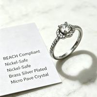 Bagues en laiton plaqué platine, pierres étincelantes élégantes pour les fêtes d'anniversaire, les mariages, les anniversaires de mariage, bijoux de mode, cadeaux