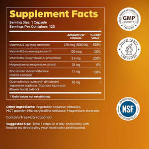 Complément de Vitamine D3 K2 5000 UI en Capsules – Soutien Immunitaire Sain avec Zinc, Quercétine et Magnésium – Capsules de Vitamine D3 K2 - Product Image 4