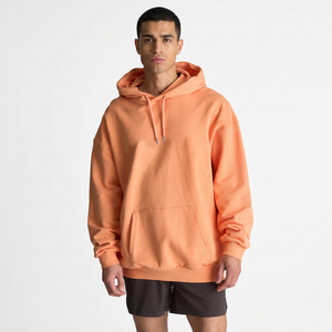 100% Cotton Terry Oversized Hoodie <b>Thick</b> <b>Fleece</b> Streetwear Drop Shoulder Blank Hoodie for Men - Product Image 1