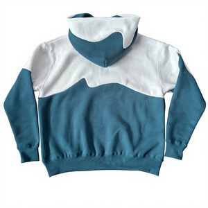 Sudadera con Capucha para Hombre al por Mayor, Diseño Patchwork de Dos Tonos con Paneles Ondulados, Estilo Oversize Streetwear, Algodón Premium, Logotipo Personalizado - Product Image 5
