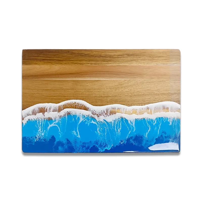 Good Quality custom logo wood and resin cutting board ocean epoxy resin serving cheese board