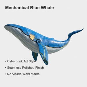 Sculpture géante de baleine personnalisée en fibre de verre et résine, peinte, ornement de vie marine pour centre commercial, place, parc, aménagement extérieur - Product Image 1