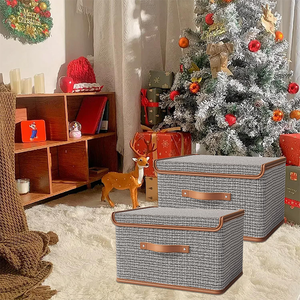 Caja <span class=keywords><strong>de</strong></span> Almacenamiento Cuadrada <span class=keywords><strong>de</strong></span> Diseño Moderno, 100% Algodón, con Tapa <span class=keywords><strong>de</strong></span> Aluminio, Capacidad <span class=keywords><strong>de</strong></span> 38L, Plegable y Portátil para Guardar <span class=keywords><strong>Ropa</strong></span> en el Armario - Product Image 6