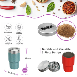 Molinillo de Hierbas Secas HoneyPuff de Aluminio con Tapa Magnética de 3 Piezas, Molinillo Redondo con Dientes Afilados para Triturar Hierbas - Product Image 3