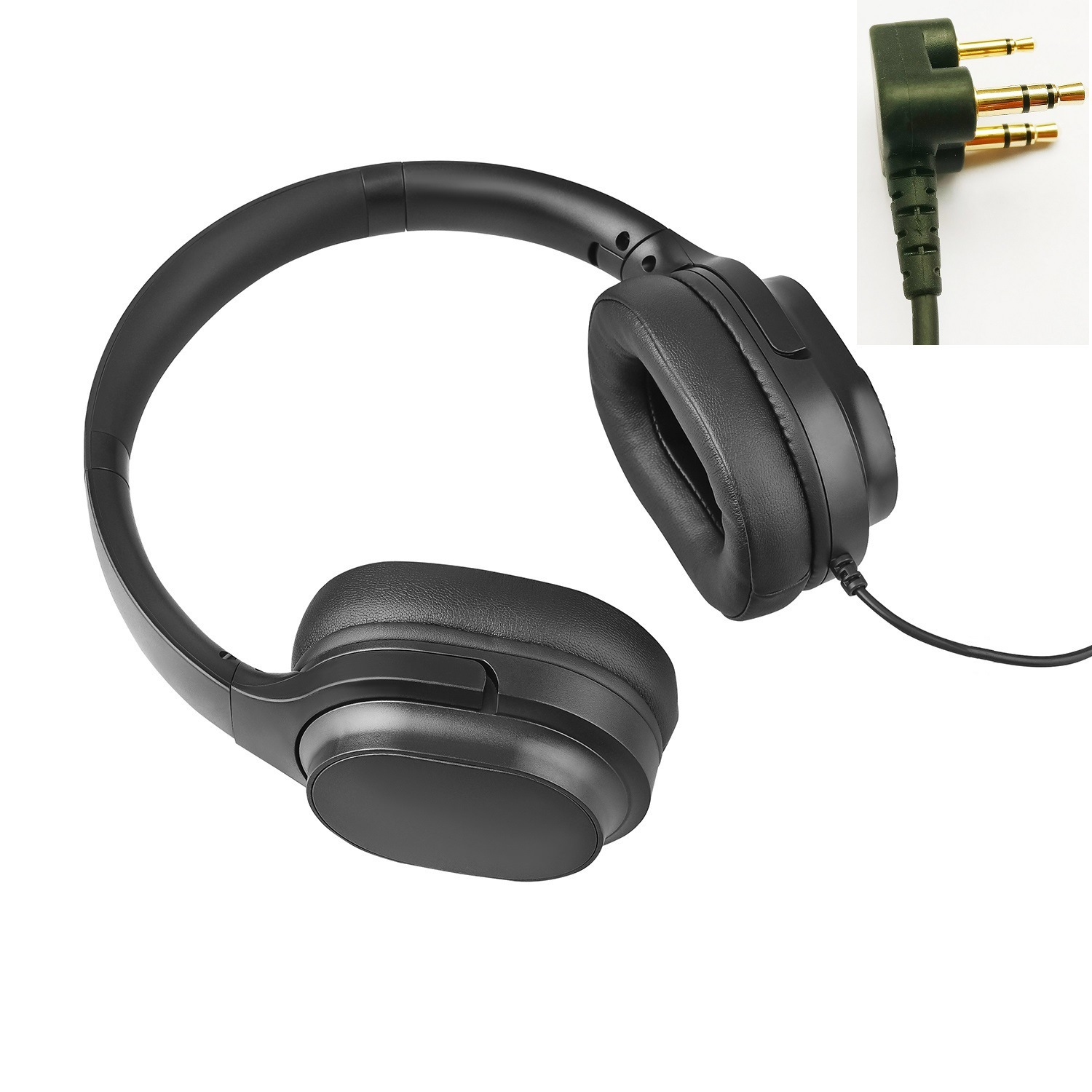 High-end First-Class Aviation <strong>Headphones</strong> ANC Active Noise Cancellation <strong>Triple</strong>-Plug Interface (3.5mm/2.5mm) Dynamic <strong>Driver</strong> 1.5m