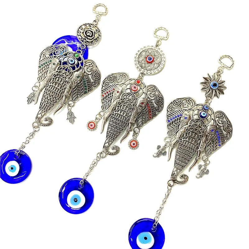 Blaues Auge glückliche Elefanten legierung Evil Angel Eye Elephant Wandbehang Dekoration