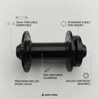 Buje Delantero de Aleación de Aluminio 32H 15mm con Eje Pasante, Freno de Disco de 6 Tornillos, Rodamientos Sellados 6804RS, 14 Agujeros para Radios, para Bicicletas MTB, de Carretera y Gravel