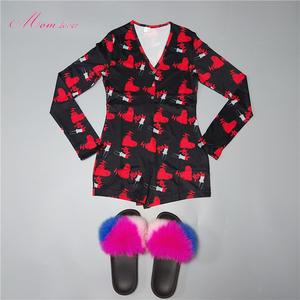 Tutina da donna di alta qualità pigiama con pantofole di pelliccia Sexy Daster Piyama Set tute da notte per donna - Product Image 2