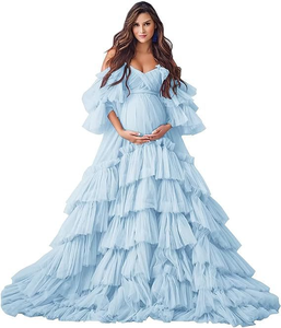 <span class=keywords><strong>Robe</strong></span> de maternité pour séance photo, Nouvelle Collection Été 2025, <span class=keywords><strong>Robe</strong></span> de maternité décontractée, Vente Flash, Robes de maternité épaules dénudées pour femmes enceintes - Product Image 1