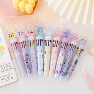 10 <span class=keywords><strong>in</strong></span> <span class=keywords><strong>1</strong></span> renkli kalem kawaii 10 renk tükenmez kalemler karikatür kelebek plastik tükenmez kalem bling kalp glitter madeni pul ile - Product Image 2