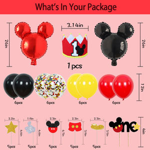 Decoraciones para Fiestas <span class=keywords><strong>de</strong></span> Cumpleaños y Baby Shower con Temática <span class=keywords><strong>de</strong></span> Dibujos Animados en Rojo y Negro, Set <span class=keywords><strong>de</strong></span> Globos y Pancarta con Figura <span class=keywords><strong>de</strong></span> Ratón para Niñas y Niños - Product Image 6
