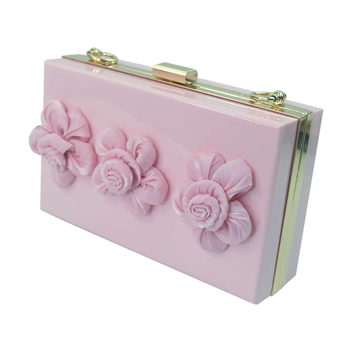 Жесткий акриловый розовый цветочный дизайн клатч кошелек сумка