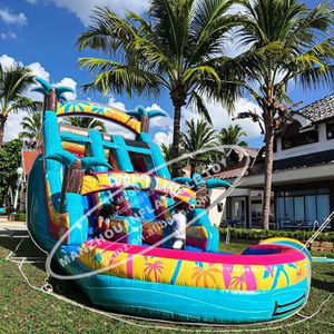 <span class=keywords><strong>Toboggan</strong></span> aquatique gonflable hybride à double voie avec <span class=keywords><strong>piscine</strong></span> Holiday Beach Islands Flow - Product Image 4