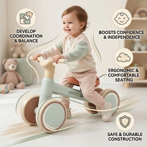 Vélo d'équilibre pour bébé nouveau-né, 4 roues silencieuses, poignées ergonomiques, conduite stable, prix promotionnel de gros - Product Image 4
