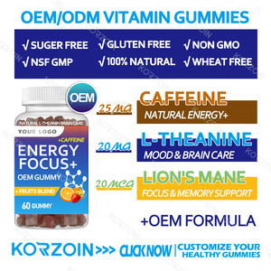 Gomitas Energéticas Diarias con Melena de León y Ashwagandha de Marca OEM <span class=keywords><strong>2025</strong></span> para el Cerebro con Suplemento de Cafeína - Product Image 2