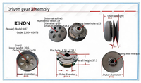 KINON H6T Rakitan Kopling Sekunder Lengkap untuk Skuter, Pulley Belakang 19 Gigi, Spline Internal, Single-Speed, Logam