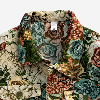 Veste en jacquard floral vintage pour homme, coupe ample, boutonnée, style décontracté, avec poches