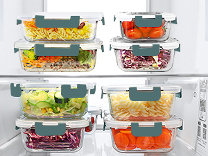 Juego de Recipientes de Vidrio de Lujo para Almacenamiento de Alimentos, 12 Piezas, Herméticos, para Almuerzo y Preparación de Comidas, con Tapas de Plástico, Libres de BPA - Product Image 2