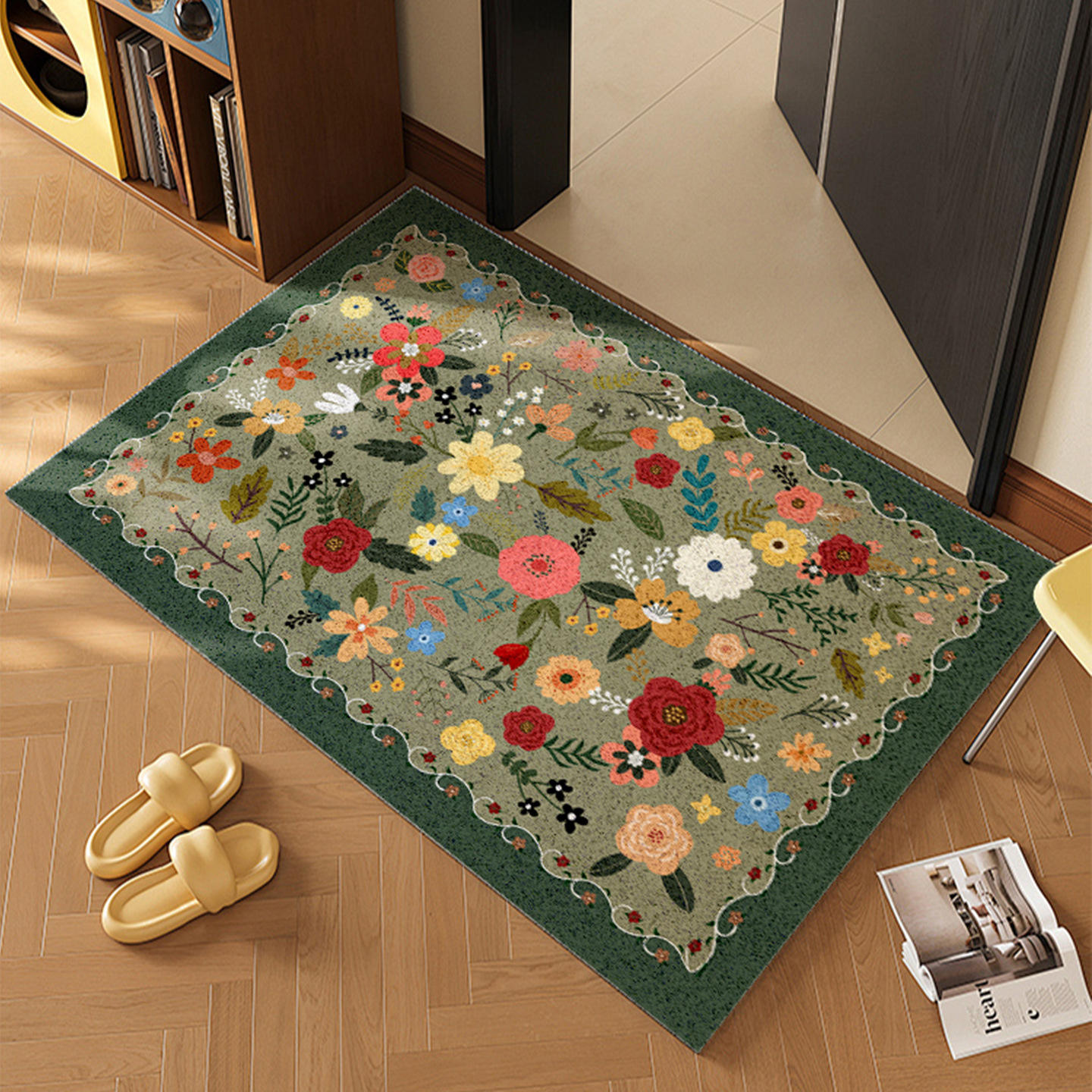 ลายดอกไม้สไตล์ป่า - สีเขียว