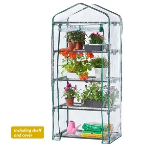 Easily Assembled Customized 4 tier Mini Portable Garden Greenhouse Steel Frame Plastic Garden Greenhouse with PVC cover
