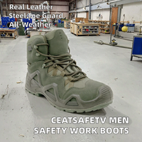 Bottes de sécurité unisexes CEATSAFETV à embout d'acier avec semelle intermédiaire en EVA et semelle extérieure en PU pour usage en usine, tige en cuir véritable, toutes saisons