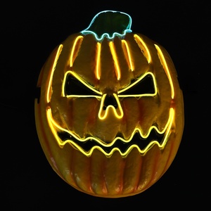 Pafu Halloween néon Led citrouille carnaval fête fournitures fantaisie lueur lumière visage drôle <span class=keywords><strong>masques</strong></span> - Product Image 1
