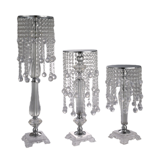 Bougie parfumée élégante en acrylique doré de luxe européen, faite à la main, porte-bougie haut, centre de table de mariage, décoration de la maison - Product Image 1