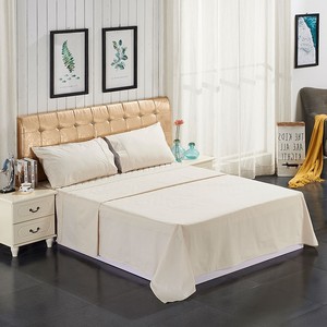 Drap plat de luxe en microfibre respirant sur mesure, couleur unie, résistant aux plis, pour literie - Product Image 1