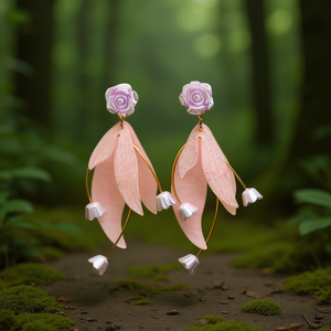 Pendientes colgantes de flor chapados en oro, joyería de fiesta hecha de aleación de zinc duradera - Product Image 3