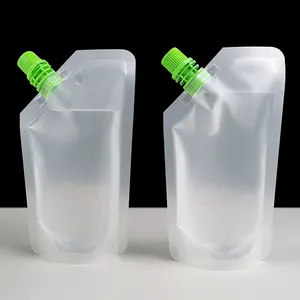 Pochette transparente rechargée personnalisée à bec verseur debout sac d'emballage en plastique Doypack pour pochette de boisson liquide soda jus de fruits détergent