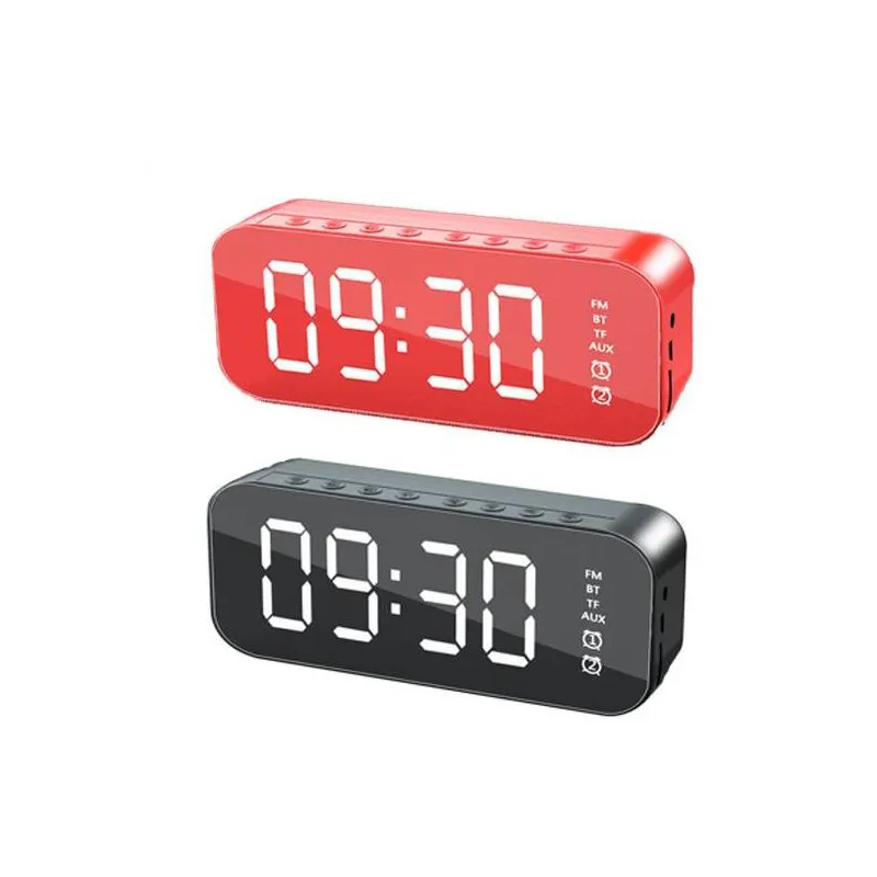 Jam Alarm Speaker Bluetooth dengan Jumlah Besar Tampilan LED Radio FM Speaker Nirkabel Musik Speaker Nirkabel dengan Jam Alarm