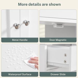 <span class=keywords><strong>Meuble</strong></span> de rangement moderne blanc <span class=keywords><strong>sous</strong></span> évier avec 2 portes et un tiroir, <span class=keywords><strong>meuble</strong></span> <span class=keywords><strong>sous</strong></span>-évier en U pour salle de bain - Product Image 1