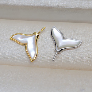 Wenchi Handmade S925 Silver <b>Shellfish</b> Mother-of-Pearl Bead Versatile DIY Fish Tail Baroque Accessory Hollow Jewelry Findings - Product Image 1