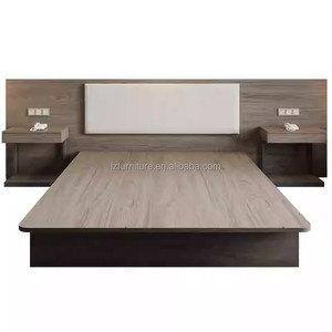 Contemporary 3 Star Hotel Bedroom Furniture Sets Customize <b>Twin</b> Single Wooden <b>Bed</b> <b>Frame</b> With Headboard And Nightstands For Sale - Product Image 2