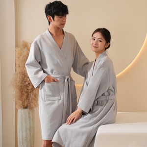 <span class=keywords><strong>Accappatoio</strong></span> <span class=keywords><strong>Grigio</strong></span> Morbido e Leggero in Tessuto Waffle per Hotel e Spa, Lungo per <span class=keywords><strong>Uomo</strong></span> e Donna, Abbigliamento da Notte - Product Image 5