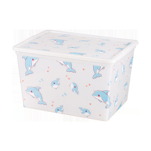 Plastic Storage Box With Lid Rectangle 4L 11L 17.5L Printing Pattern For Clothing Toy Snack Organizer - Product Image 5