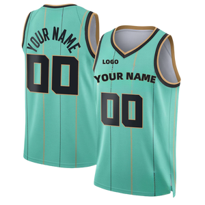 Charlote #1热压篮球运动衫男式透气涤纶绿色篮球t恤 - Product Image 6