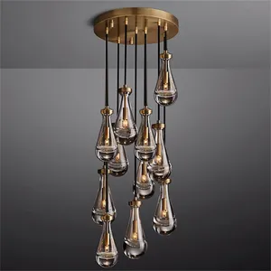 Lustre rond de pluie 60 "lampes de goutte de pluie suspendues de luxe hall d'hôtel salle à manger salon décoration de la maison éclairage